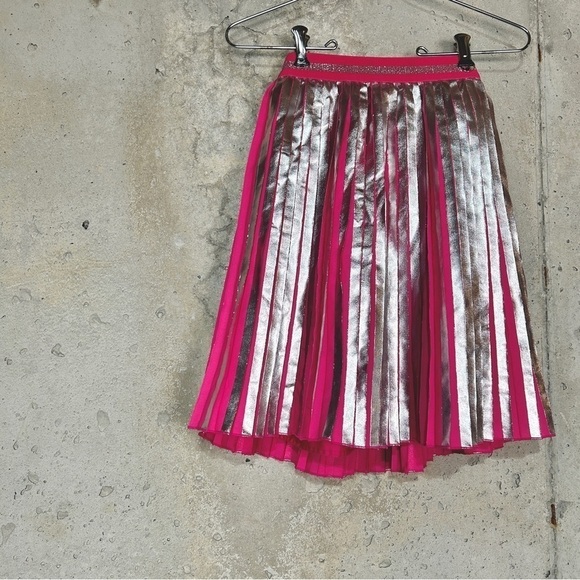 Disney Princess hot pink metallic silver pleated a line skirt girls 5/6 - Picture 1 of 7